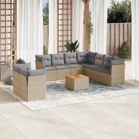 vidaXL Patio Sofa Set 10-θέσια Μίξη μπεζ και ανοιχτό γκρι