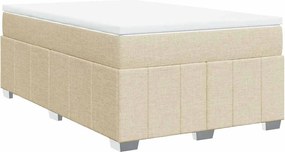 vidaXL Κρεβάτι Boxspring με Στρώμα Κρεμ 120x200 εκ. Υφασμάτινο