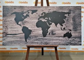 Εικόνα στον παγκόσμιο χάρτη φελλού σε σκούρο ξύλο - 100x50  color mix