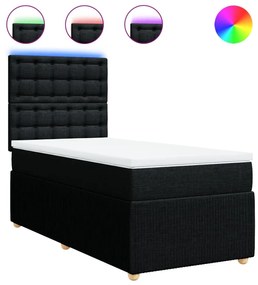 vidaXL Κρεβάτι Boxspring με Στρώμα Μαύρο 80 x 200 εκ. Υφασμάτινο