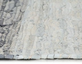 Χαλί Chindi Χειροποίητο Γκρι 120 x 170 εκ. Δερμάτινο - Γκρι