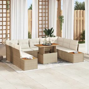 vidaXL Σέτ φαγητού για κήπο 10 pcs Μπεζ, Κρέμα 100 x 55 x 73 εκ