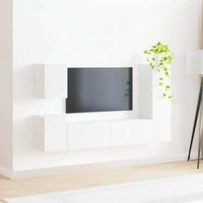 vidaXL Σετ επίπλου τηλεόρασης Επιτοίχιο 4 pcs Λευκό Επεξεργασμένο ξύλο