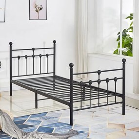 Κρεβάτι Μεταλλικό Jacinda 90x190 Εκ. Μαύρο Χρώμα