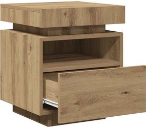 vidaXL Κομοδίνο με φώτα LED Artisan Oak 40x39x48,5 cm