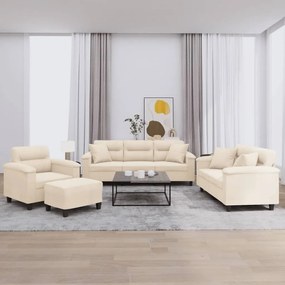 vidaXL Σετ Σαλονιού 4 Τεμαχίων Μπεζ από Ύφασμα Μικροϊνών με Μξιλάρια