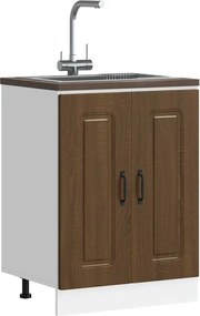 vidaXL Ντουλάπι βάσης νεροχύτη Kalmar Καφέ δρυς 60x46x81,5 εκ.
