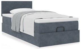 vidaXL Οθωμανικό κρεβάτι με στρώμα σκούρο γκρι 90x200cm Velvet