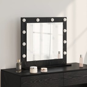 vidaXL Καθρέφτης Vanity με LED Φώτα Μαύρο Δρύς 60x55x18 εκ.