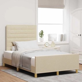 vidaXL Σκελετός Κρεβατιού με κεφαλάρι Κρεμ 120 x 190 cm ύφασμα