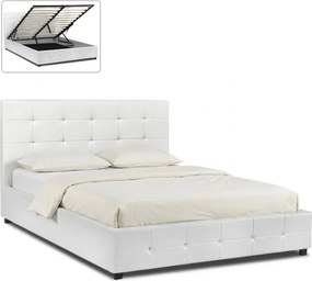 Κρεβάτι Iro Megapap από τεχνόδερμα με αποθηκευτικό χώρο χρώμα λευκό 160x200εκ.