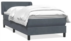 Box Spring Κρεβάτι με στρώμα Σκούρο γκρι 100x220 εκ. Βελούδινο