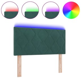 vidaXL LED κεφαλάρι Σκούρο Πράσινο 90 cm Τεχνητό Δέρμα