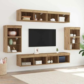 vidaXL Σετ επίπλου τηλεόρασης 8 pcs artisan δρυς Επεξεργασμένο ξύλο