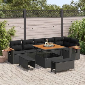 vidaXL Σετ Καναπέ Κήπου 9 pcs Μαύρο συνθετικό ρατάν