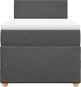 vidaXL Κρεβάτι Boxspring με Στρώμα Σκούρο Γκρι 90x200 εκ. Υφασμάτινο