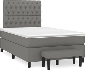vidaXL Κρεβάτι Boxspring με Στρώμα Σκούρο Γκρι 120x200 εκ. Υφασμάτινο