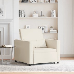 vidaXL Μονός καναπές-κρεβάτι Κρεμ λευκό 90 x 165 x 87 εκ. Λινό