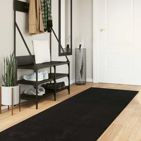 vidaXL Χαλί HUARTE Μαύρο 80 x 500 cm 100% Πολυεστέρας Επίπεδος
