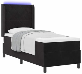 vidaXL Κρεβάτι Box Spring LED με Στρώμα Μαύρο 80 x 200 cm Βελούδο