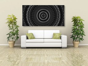 Εικόνα Mandala με μοτίβο ήλιου σε μαύρο & άσπρο - 120x60