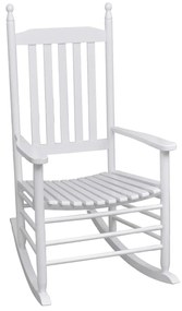 Πολυθρόνα Κουνιστή με Καμπυλωτό Κάθισμα Λευκή Ξύλινη