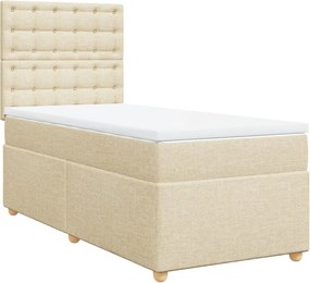 vidaXL Κρεβάτι Boxspring με Στρώμα Κρεμ 90x190 εκ.Υφασμάτινο