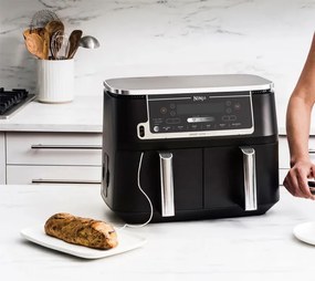 Ninja AF451EU Διπλή φριτέζα ζεστού αέρα, 2470W, 9,5L, 6 προγράμματα, ανεξάρτητες ζώνες, συγχρονισμός, μαύρο χρώμα