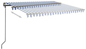vidaXL Τέντα Συρόμενη Αυτόματη με Στύλους Μπλε / Λευκό 4 x 3 μ.