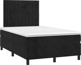 vidaXL Κρεβάτι Boxspring με Στρώμα Μαύρο 120x190 εκ. Βελούδινο