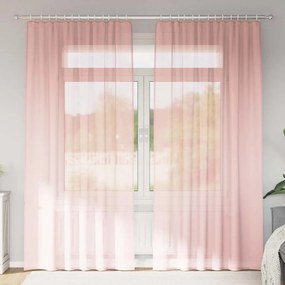 vidaXL Voile κουρτίνες με τσέπες ράβδου 2 τεμάχια Ροζ