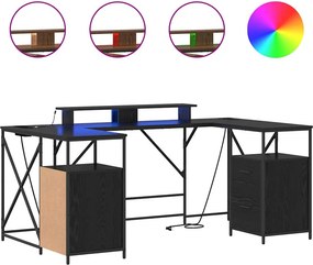 vidaXL Γραφείο Μαύρη Οξυά 182 x 101 x 87,5 εκ Επεξεργασμένο ξύλο