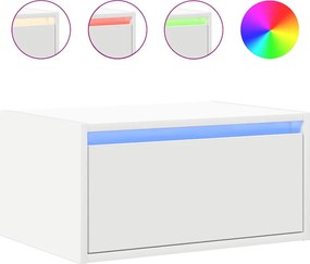 vidaXL Κομοδίνα Επιτοίχια με Φώτα LED 2 τεμ. Λευκά