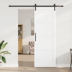 vidaXL Συρόμενη Πόρτα Λευκό 83 x 232 εκ. Μασίφ Ξύλο Πεύκου