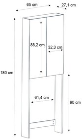 Έπιπλο πλυντηρίου Romme Megapap χρώμα λευκό 65x27,1x180εκ.