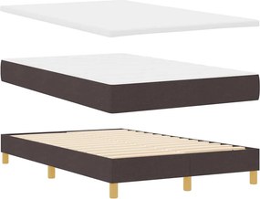 vidaXL LED Κρεβάτι με βάθρο Σκούρο Καφέ 120 x 200 cm ύφασμα