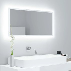 Καθρέφτης Μπάνιου με LED Γυαλ. Λευκό 90x8,5x37εκ. Ακρυλικός