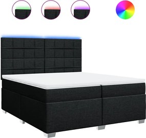 vidaXL Κρεβάτι Boxspring με Στρώμα Μαύρο 200x200 εκ. Υφασμάτινο