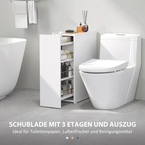 Λεπτό ντουλάπι μπάνιου, ντουλάπι δαπέδου με βαθύ συρτάρι, ανεξάρτητο ντουλάπι μπάνιου, μοριοσανίδα, Λευκό