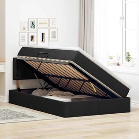 vidaXL LED Κρεβάτι αποθήκευσης με στρώμα Μαύρο 120 x 200 cm Ύφασμα