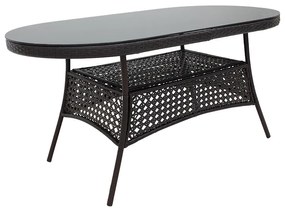 Τραπέζι Cellin pakoworld μέταλλο-pe rattan καφέ 160x80x77εκ