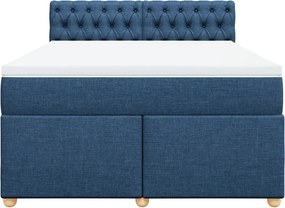 vidaXL Κρεβάτι Boxspring με Στρώμα Μπλε 140x200 εκ. Υφασμάτινο