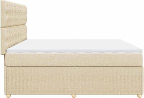 vidaXL Κρεβάτι Boxspring με Στρώμα Κρεμ 200x200 εκ. Υφασμάτινο