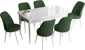 Extendable Dining Table &amp; Chairs Set (7 Pieces) Han - White, Khaki White
Khaki