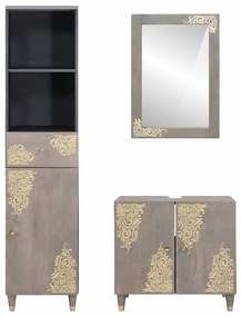 vidaXL Σετ Επίπλων Μπάνιου με συρτάρι 3 pcs Γκρι 62 x 33 x 58 εκ.