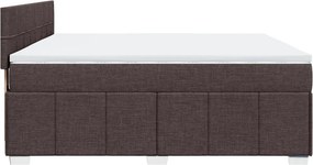 vidaXL Κρεβάτι Boxspring με Στρώμα Σκούρο Καφέ 200x200 εκ. Υφασμάτινο
