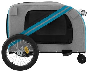 vidaXL Τρέιλερ Ποδηλάτου Κατοικίδιων Μπλε/Γκρι Ύφασμα Oxford/Σίδηρος