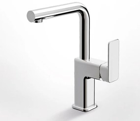 Eurorama Quadra Chrome Μπαταρία Νιπτήρος με Πλαϊνό Λεβιέ, Περιστρεφόμενο Ρουξούνι &amp; Aυτόματη Βαλβίδα 144333-100