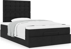 vidaXL Οθωμανικό κρεβάτι με στρώμα Μαύρο 120x200cm Ύφασμα