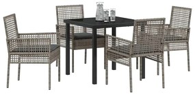 vidaXL Σέτ φαγητού για κήπο με μαξιλάρι 5 pcs Γκρι Πολυ ράταν